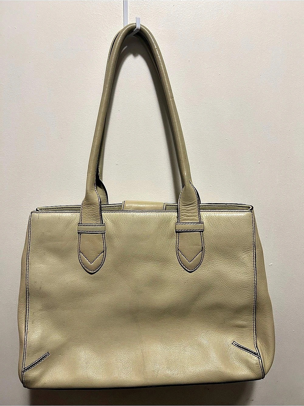 Franklin Covey Leather Tote in Beige
